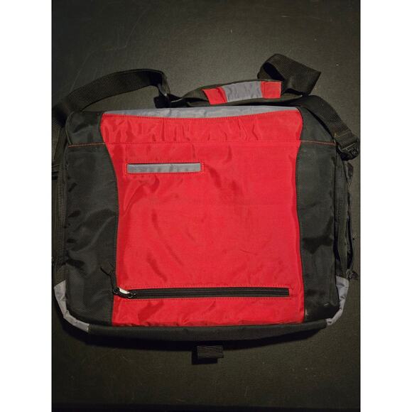 Overland Travel Ware Messenger Laptop Travel Shoulder Bag Red Black Gray Unisex - Picture 3 of 6